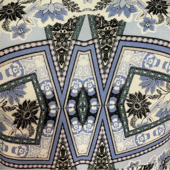 J. Jill Blue Mosaic Floral Knit Midi Shift Dress 3/4 Sleeve Women's Size LP - Picture 6 of 10